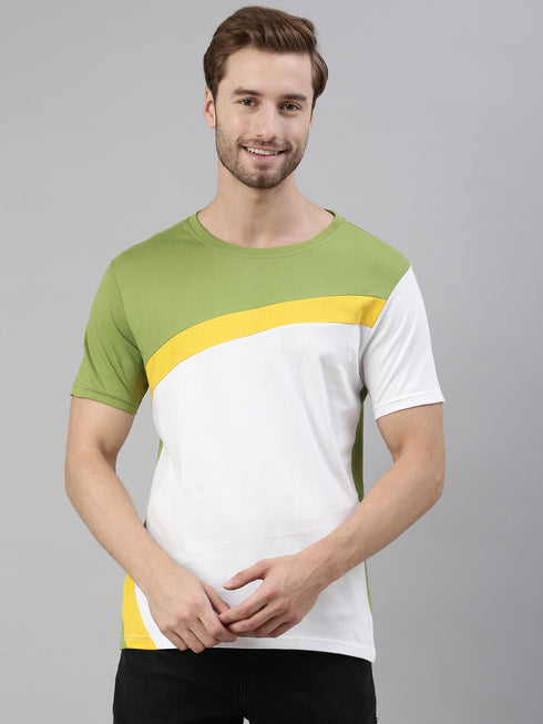 Multicolour Colourblocked Crew Neck Tshirt